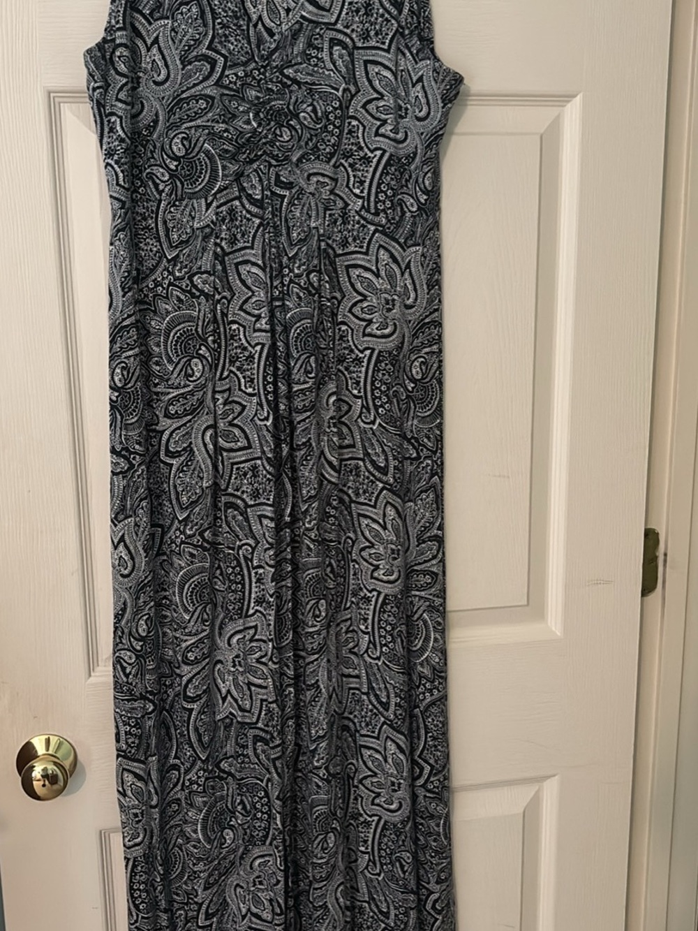 Talbots navy and White Paisley Print Maxi dress